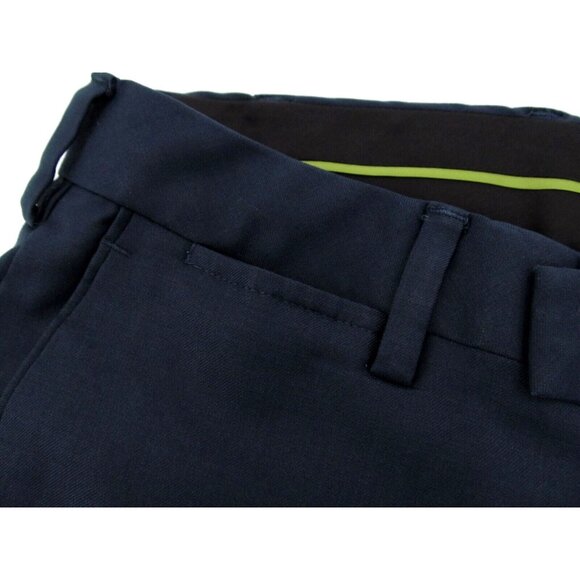 Louis Raphael Luxe Pants Mens 34x32 Navy Blue Wool Poly Stretch Trouser Slim Fit - Picture 4 of 13